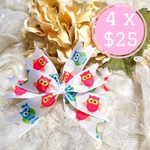 Colorful owls hairbow